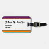 おもしろいの夏のピンクのティール(緑がかった色)のオレンジ紫色の縞模様 ラゲッジタグ (正面横)