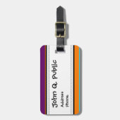 おもしろいの夏のピンクのティール(緑がかった色)のオレンジ紫色の縞模様 ラゲッジタグ (正面縦)