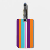 おもしろいの夏のピンクのティール(緑がかった色)のオレンジ紫色の縞模様 ラゲッジタグ (裏面縦)