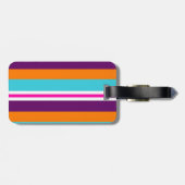 おもしろいの夏のピンクのティール(緑がかった色)のオレンジ紫色の縞模様 ラゲッジタグ (裏面横)