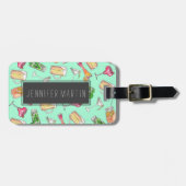 おもしろいの夏の水彩画の色彩の鮮やかなカクテルパターン ラゲッジタグ (正面横)