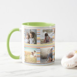 おもしろいの多彩のストライプで、カスタムな写真 マグカップ