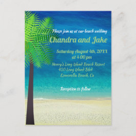 おもしろいの夢想的なビーチ結婚式招待 ポストカード