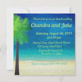 おもしろいの夢想的なビーチ結婚式招待 招待状
