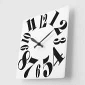 おもしろいの大きい値(白黒) スクエア壁時計 (傾斜)