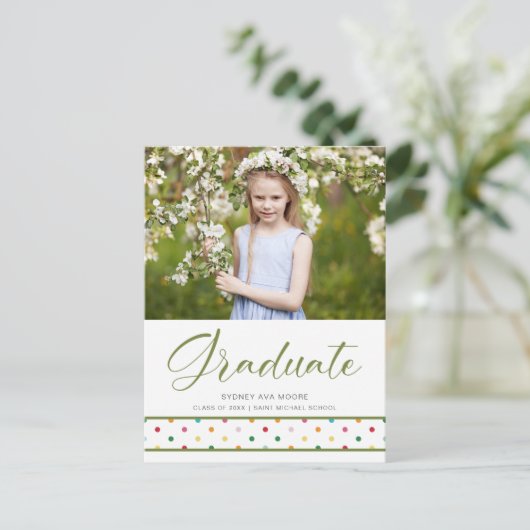 おもしろいの大切な緑の水玉模様グラッドフォトグラッド ポストカード (スタンド正面)