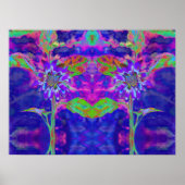 おもしろいの太陽の青い紫の抽象芸術ひまわり ポスター (正面)