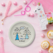 おもしろいの女の子の棒の姿の天使のパーソナライズな誕生日 ペーパープレート (パーティー)