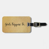 おもしろいの女の子トリピンへ…宛先の金ゴールド ラゲッジタグ (正面横)