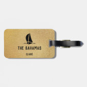 おもしろいの女の子トリピンへ…宛先の金ゴールド ラゲッジタグ (裏面横)