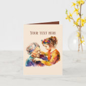 おもしろいの女性と女の子の追加メッセージ カード (黄色い花)