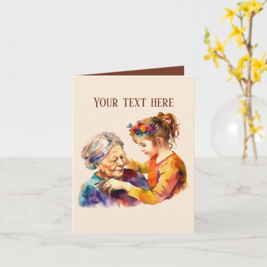 おもしろいの女性と女の子の追加メッセージ カード (黄色い花)