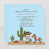 おもしろいの女性のカーボーイの西部の女の子の誕生日のパーティの招待状 招待状 (正面/裏面)