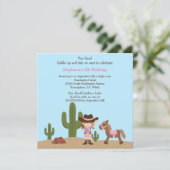 おもしろいの女性のカーボーイの西部の女の子の誕生日のパーティの招待状 招待状 (スタンド正面)