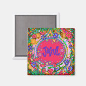 おもしろいの嬉しいピンクかわいらしのフローラモダン刺激 マグネット (正面/裏面)