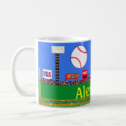 おもしろいの子供のスポーツの野球ファンのコーヒーのコップのマグのギフト コーヒーマグカップ (左)