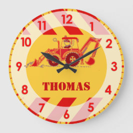 おもしろいの子供のトラクターの坑夫の柱時計 ラージ壁時計