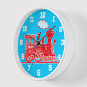 おもしろいの子供の名前トレイン赤と青の壁時計 壁時計 (傾斜)