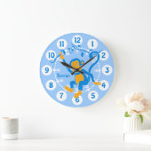 おもしろいの子供の名前モンキーブルーとホワイトウォールクロック ラージ壁時計 (ホーム)
