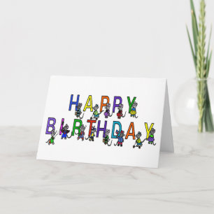 おもしろいの子供の誕生日のネズミを明るい色で カード
