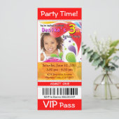 おもしろいの子供VIPのチケットの写真のパーティー(赤い) 招待状 (スタンド正面)