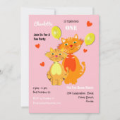 おもしろいの子猫かわいい誕生日パーティー 招待状 (正面)