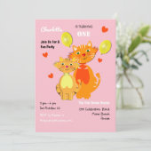 おもしろいの子猫かわいい誕生日パーティー 招待状 (スタンド正面)