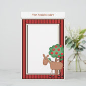 おもしろいの子馬のりんごの木の納屋フレームは筆記用紙をからかいます 便箋 (スタンド正面)