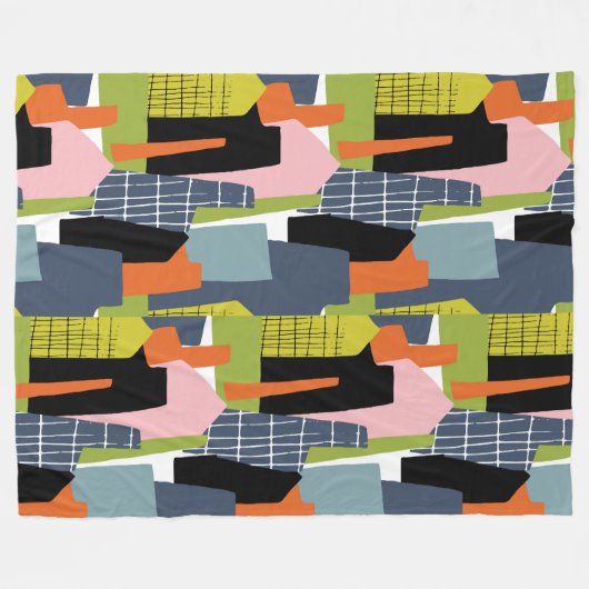 おもしろいの家抽象芸術モダンライムグリーン フリースブランケット (正面(横))