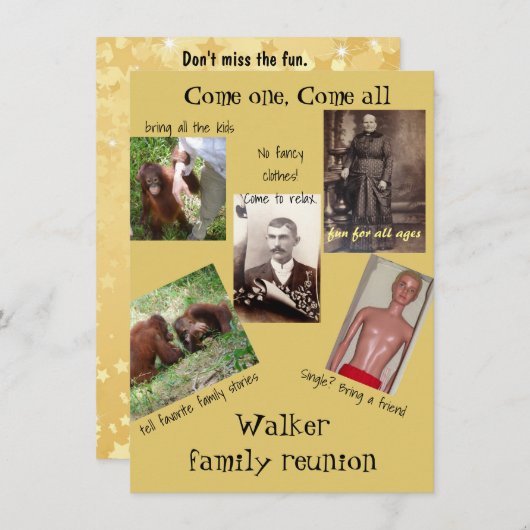 おもしろいの家族会 招待状 (正面/裏面)