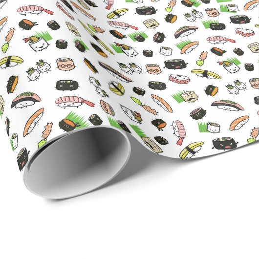 おもしろいの寿司のキャラクターパターン ラッピングペーパー (ロールコーナー)