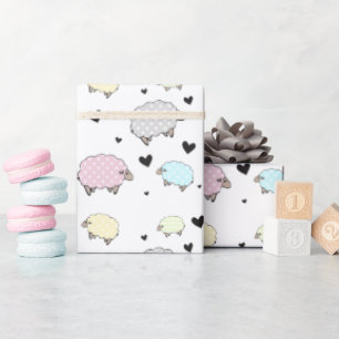 おもしろいの小さいヒツジ及びハートパターン ラッピングペーパー