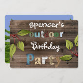 おもしろいの屋外バースデーパーティーへの招待 招待状 (正面/裏面)