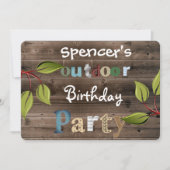 おもしろいの屋外バースデーパーティーへの招待 招待状 (正面)