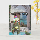 おもしろいの島、ハッピーバースデー! カード (黄色い花)