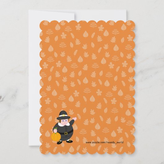 おもしろいの巡礼者の感謝祭の七面鳥の漫画 招待状 (裏面)