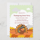 おもしろいの巡礼者の感謝祭の七面鳥の漫画 招待状 (正面)