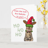 おもしろいの帽子の写真おもしろいでクリスマスをパーソナライズ カード (黄色い花)