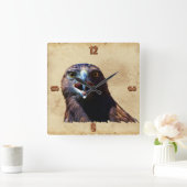 おもしろいの年少の白頭鷲の悪い態度の野性生物 スクエア壁時計 (ホーム)