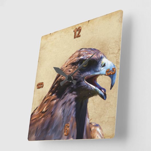 おもしろいの年少の白頭鷲の態度の野性生物 スクエア壁時計 (傾斜)