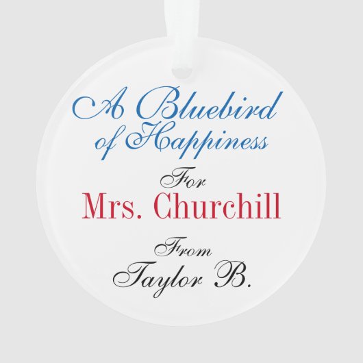 おもしろいの幸せのブルーバード先生 オーナメント (裏面)