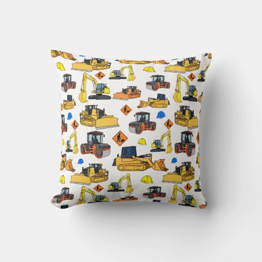 おもしろいの建築車のイラストレーションパターン クッション (正面)