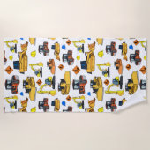 おもしろいの建築車のイラストレーションパターン ビーチタオル (正面)