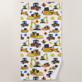 おもしろいの建築車のイラストレーションパターン ビーチタオル (正面)