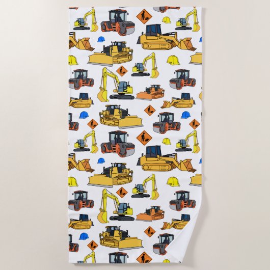 おもしろいの建築車のイラストレーションパターン ビーチタオル (正面)