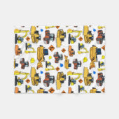 おもしろいの建築車のイラストレーションパターン フリースブランケット (正面(横))