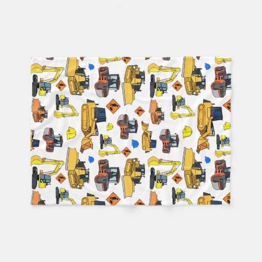 おもしろいの建築車のイラストレーションパターン フリースブランケット (正面(横))