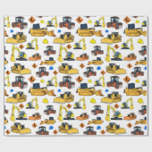 おもしろいの建築車のイラストレーションパターン ラッピングペーパー (フラット)