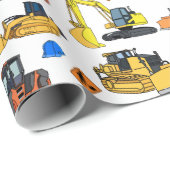 おもしろいの建築車のイラストレーションパターン ラッピングペーパー (ロールコーナー)