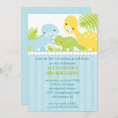 おもしろいの恐竜の誕生日の招待状 招待状 (正面/裏面)